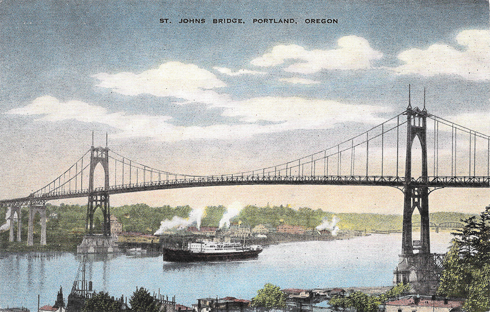 Antique postcard of St. Johns Bridge 
