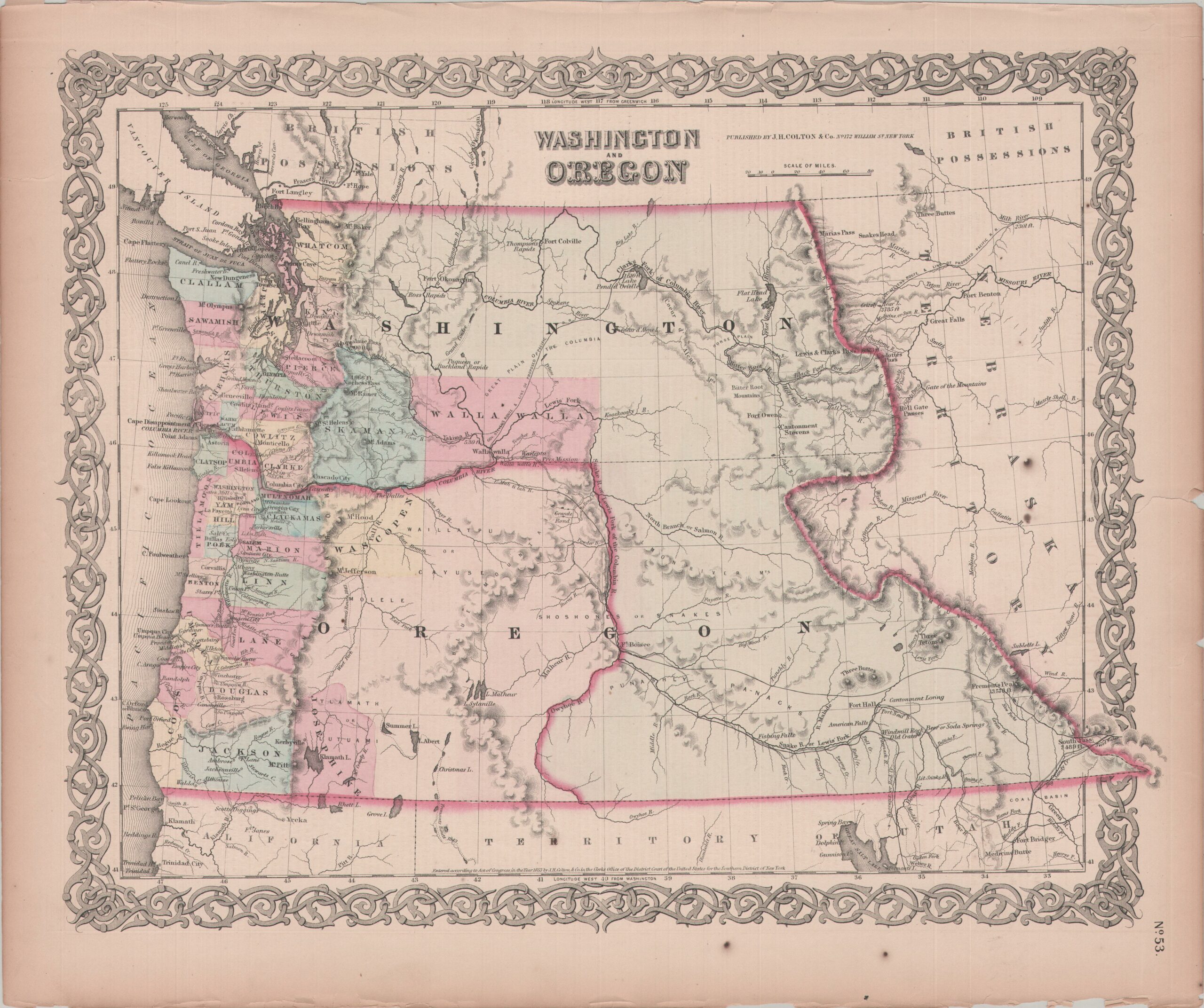 Map of Oregon in 1859