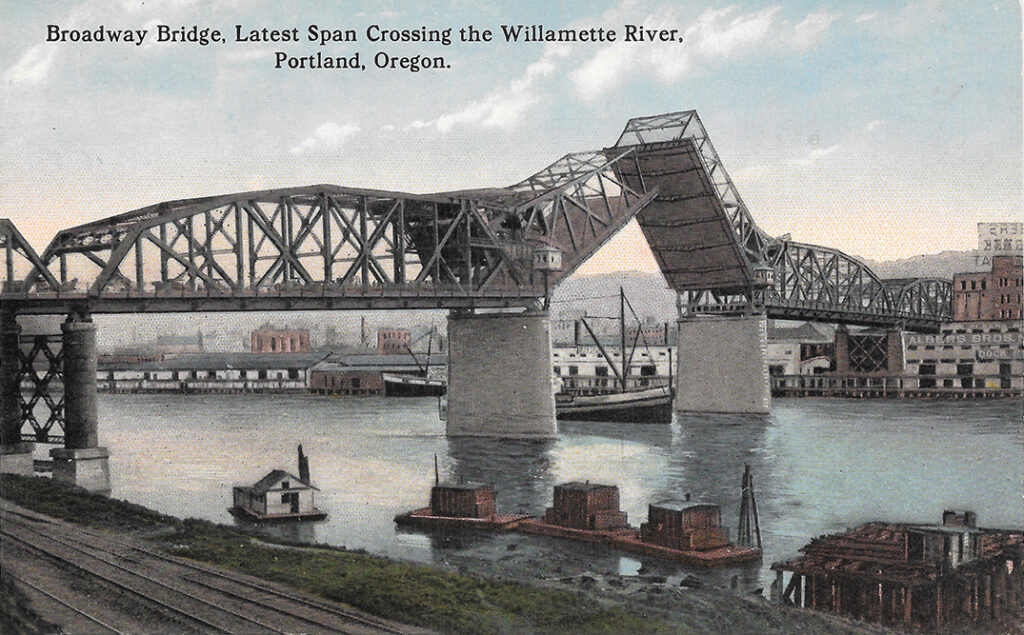 Antique postcard of Broadway Bridge, Portland, Oregon