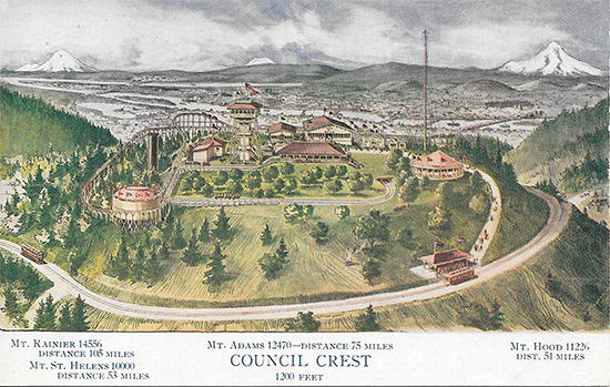 Bird's eye view of Council Crest Amusement Park