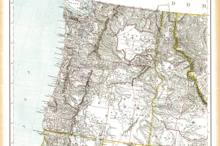 Washington Joins the Union:  Map of Washington and Oregon from 1889 Letts’s Atlas